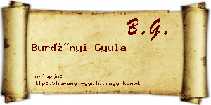 Burányi Gyula névjegykártya