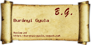 Burányi Gyula névjegykártya